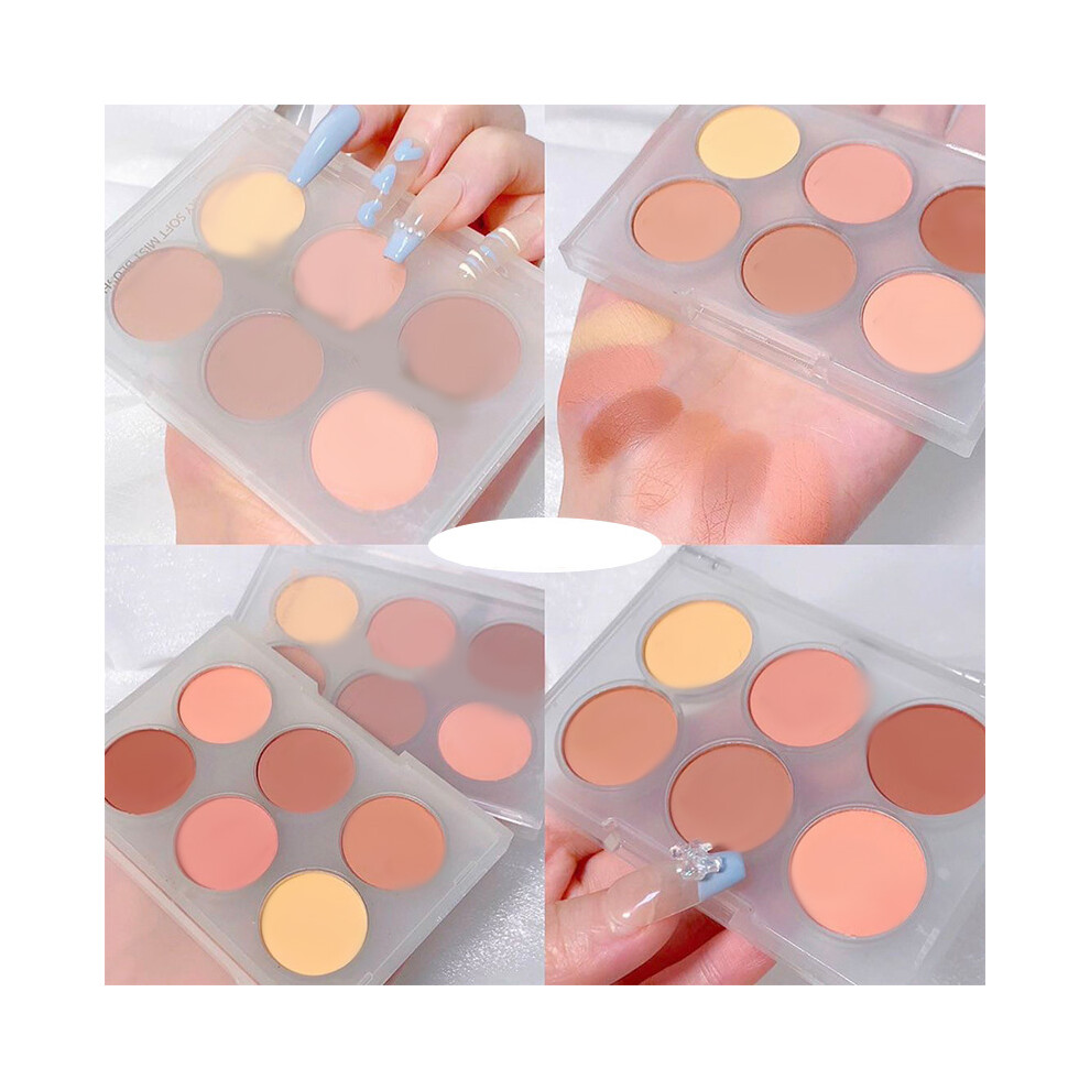 (Type A) 6 Color Matte Blush Palette Facial Contour Cosmetic