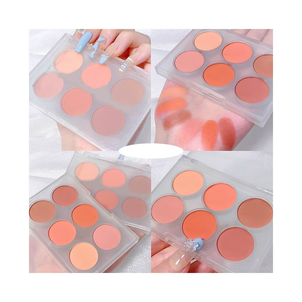 (Type B) 6 Color Matte Blush Palette Facial Contour Cosmetic