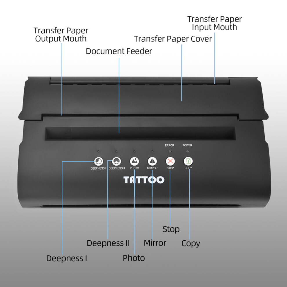 Tattoo Transfer Stencil Printer with Thermal Maker and Copier