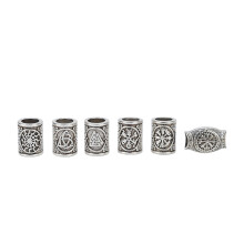 6x Vintage-Aluminium-Bartperlen für Männer und Frauen