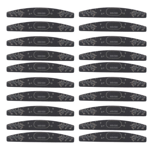 (100/100) 20Pcs Washable Reusable Double Sided Grit Nail File for Acrylic
