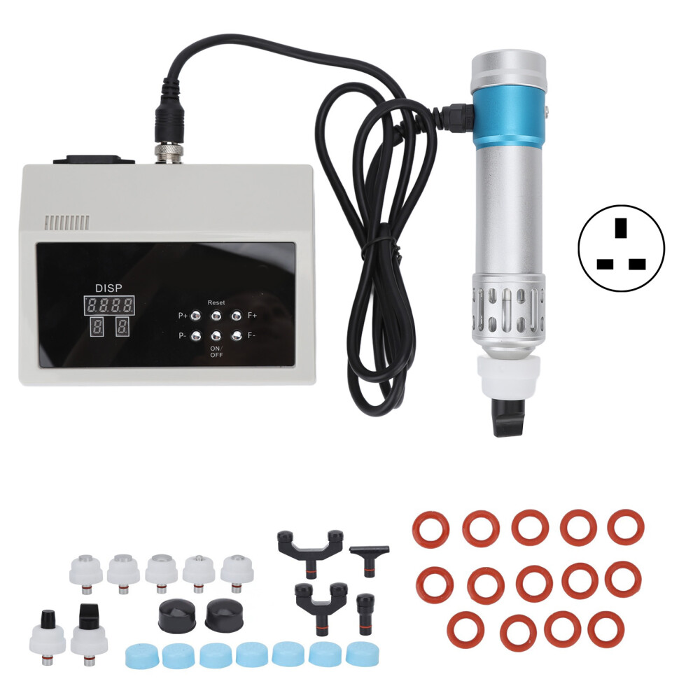 (UK Plug) ED Shockwave Therapy Machine 100-240V Blue Silver UK Plug