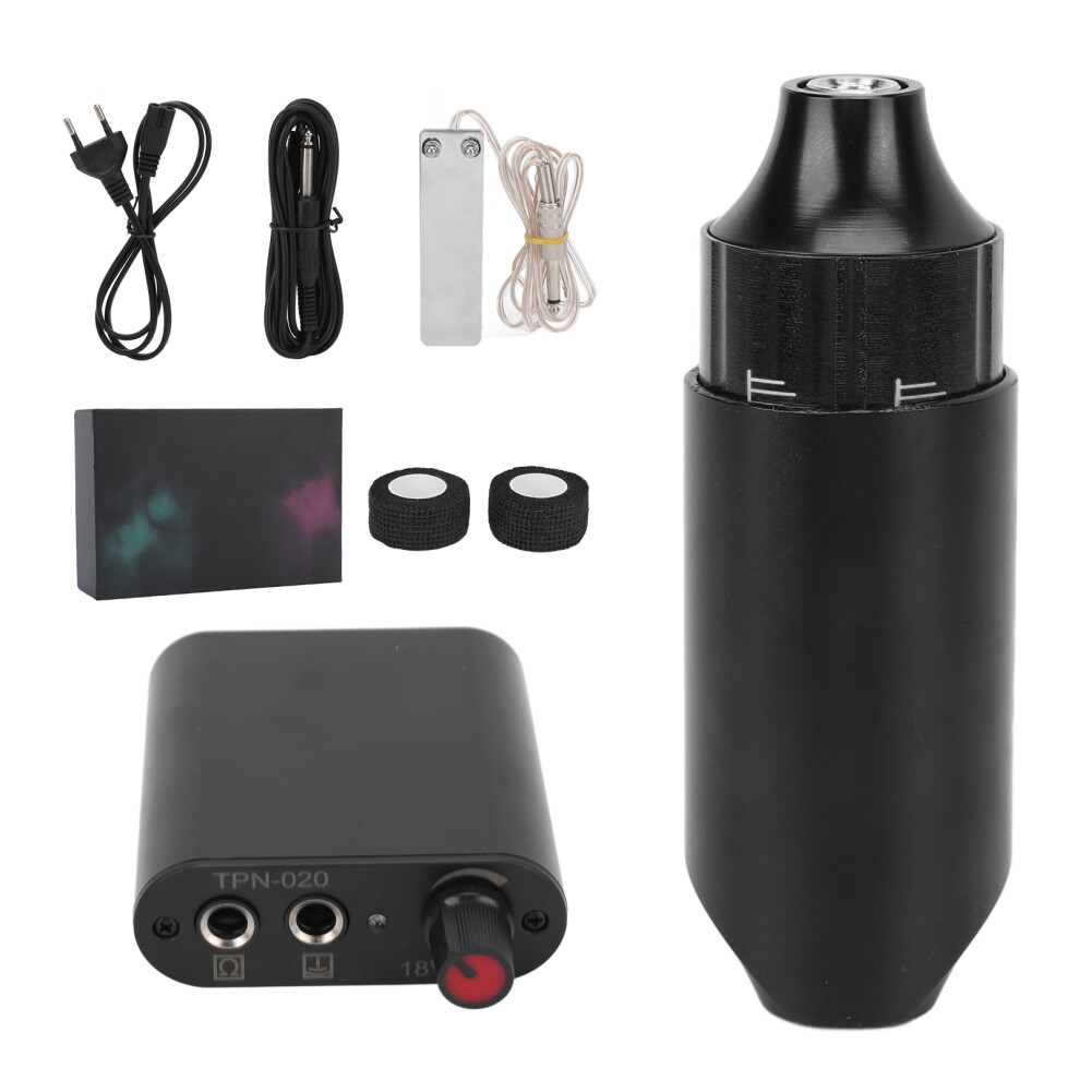 (Black) Tattoo Machine Pen Kit Professional Power Supply for Beginners