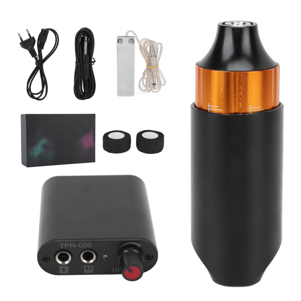 (Orange) Tattoo Machine Pen Kit Professional Power Supply for Beginners