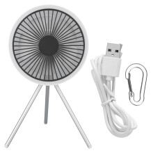 (White) Tragbarer Campingventilator 3-Stufen USB Halter Grau
