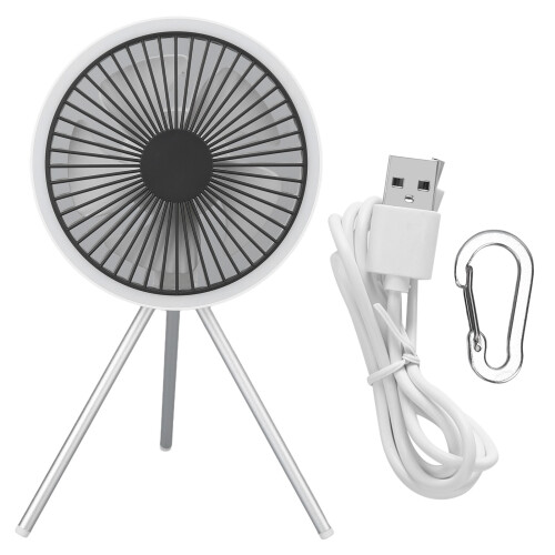 (White) Tragbarer Campingventilator 3-Stufen USB Halter Grau