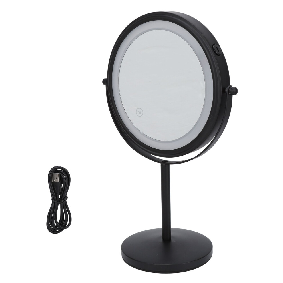 Black 8In Led Makeup Mirror 3X Magnifying 360 Rotating