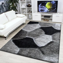(black grey silver -Pona, 80 x 150 cm or 2 ft 6 in x 5 ft.) Modern Large Shaggy Rugs Long Hallway Runner Living Room Rugs Bedroom Carpet Mat