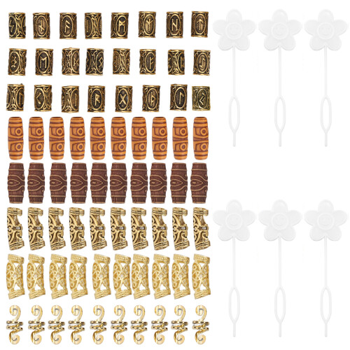 (Gold) DIY Haar Kralen Legering Hars Dreadlocks Goud Accessoire 2