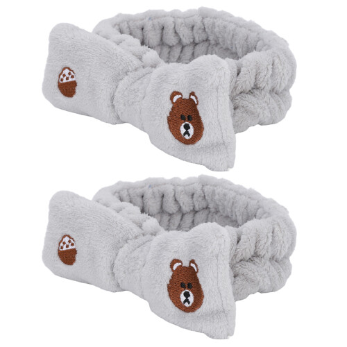 2x Make-up Stirnband aus weichem Fleece, elastisch