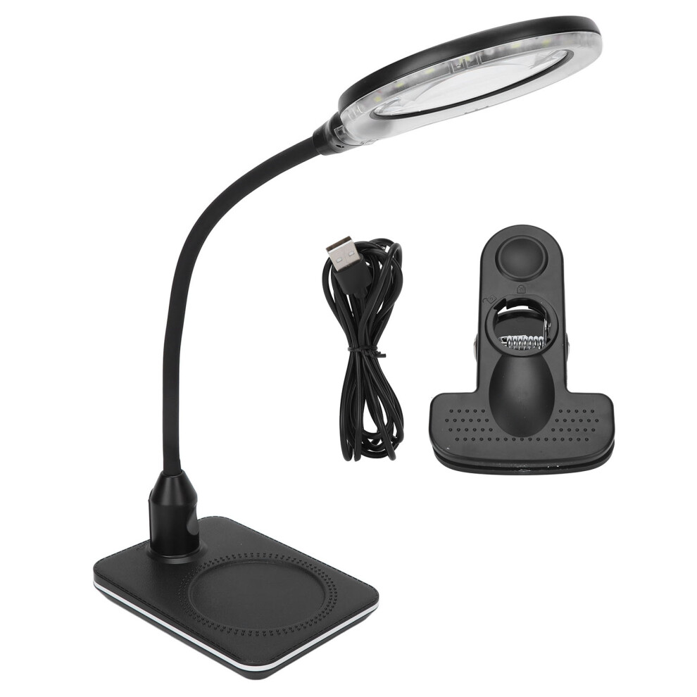 3X/10X Clip On Adjustable LED Magnifying Lamp USB Gooseneck