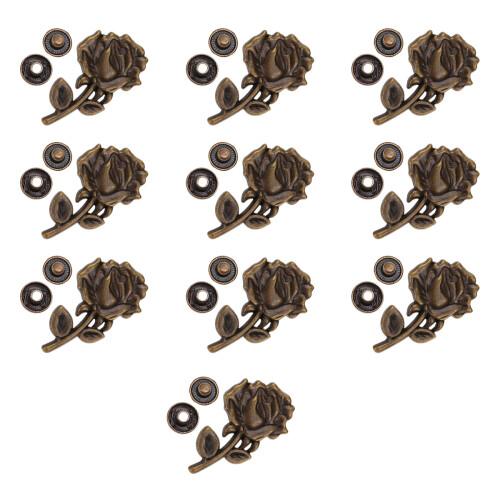 10 Set -Legering Retro Ros Tryckknapp Väska Spänne Lås Med Bas