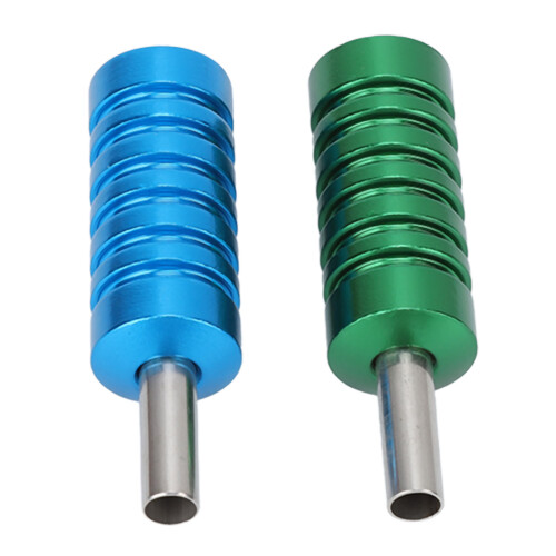2x Aluminium-Tätowiergerät-Griff Ø2,1cm Grün/Blau 1