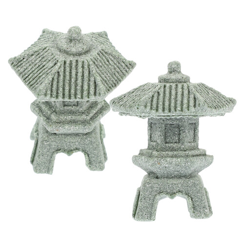 2 mini beeldje lantaarn japans bonsaidecor