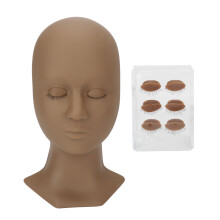 (Coffee(11.02 X 6.1 X 3.94in)) Weiche Silikon-Wimpernmannequin-Kopf, Pink, 28x14x10 cm