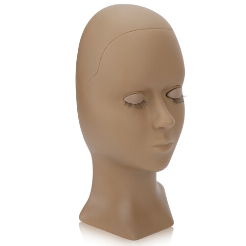 (Coffee) Removable Eyelid Silicone Mannequin Head Pink Training 1