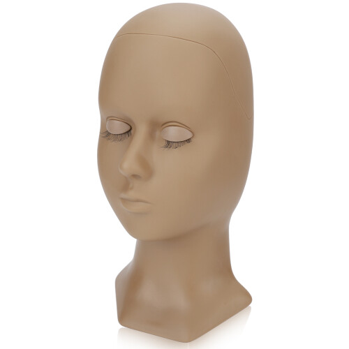 (Coffee) Removable Eyelid Silicone Mannequin Head Pink Training 2