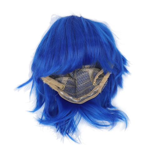 Short Blue Fluffy Anime Cosplay Synthetic Wig 1