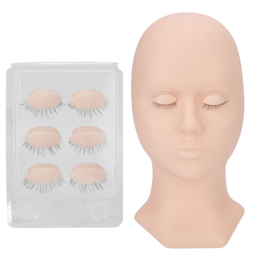 (Pink) Removable Eyelid Silicone Mannequin Head Pink Training