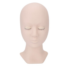 (Single Eyelid Pink) Silikon-Praktikerkopf mit Augen für Wimpern