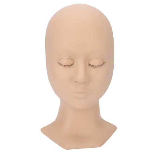 (Single Eyelid Complexion) Replaceable Eyes Eyelash Mannequin Head Silicone Practice Model