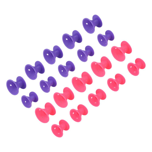 20x Silikon-Haarrollen Styling-Tool Lila/Rosa 1