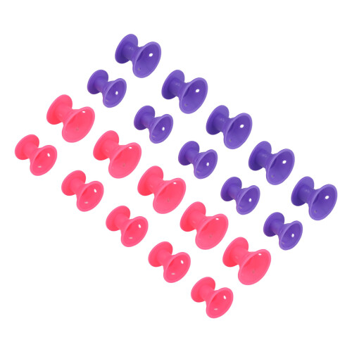 20x Silikon-Haarrollen Styling-Tool Lila/Rosa 2