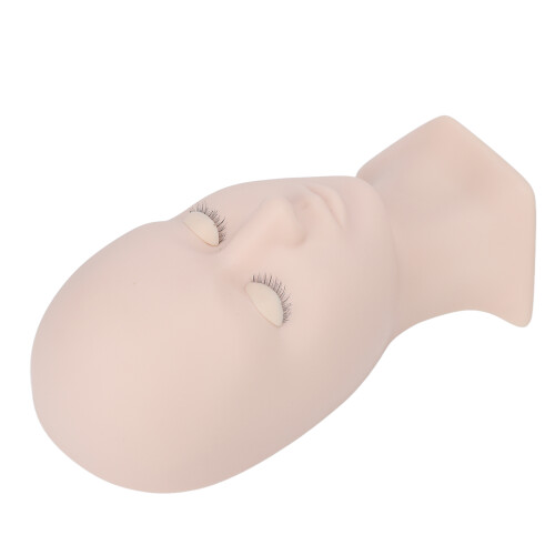 (Single Eyelid Pink) Replaceable Eyes Eyelash Mannequin Head Silicone Practice Model 2
