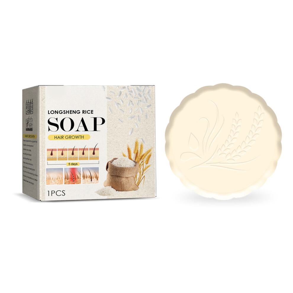 JAYSUING 1Pc Hair Growth Rice Soap Shampoo Bar Nourish Root Oily Scalp