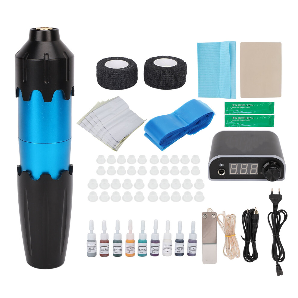 (EU Plug) Rotary Tattoo Pen Kit Power Supply Foot Pedal 100-240V