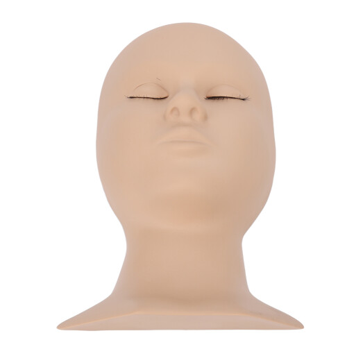 (Single Eyelid Complexion) Replaceable Eyes Eyelash Mannequin Head Silicone Practice Model 2