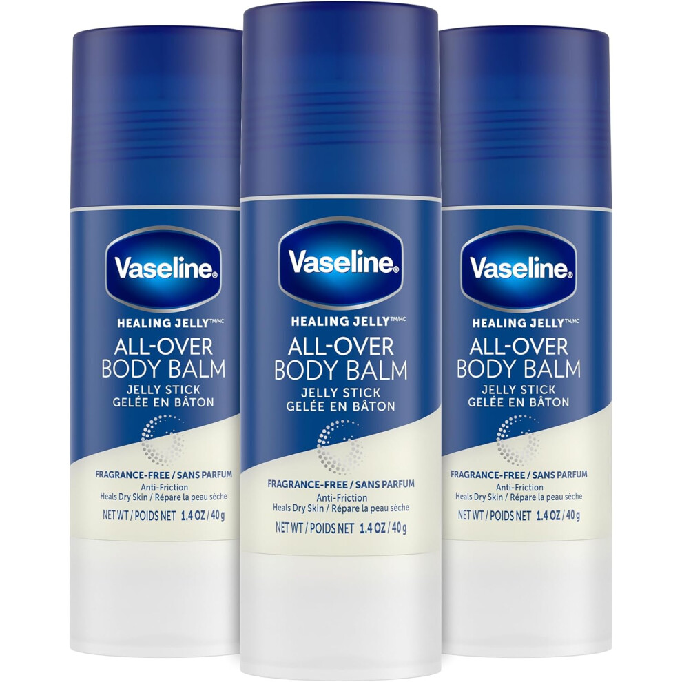 Vaseline All-Over Body Balm Premium |Non-Greasy Fragrance-Free Moisturizer Stick - 40g Each (Pack of 3)