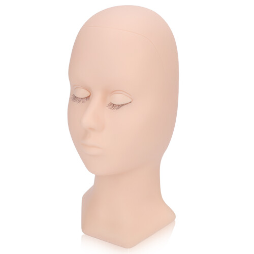 (Pink) Removable Eyelid Silicone Mannequin Head Pink Training 1