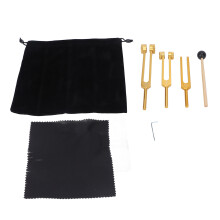 (Gold) 3 Pcs Aluminium Tuning Fork Set 128 256 512Hz Gold Sound Healing