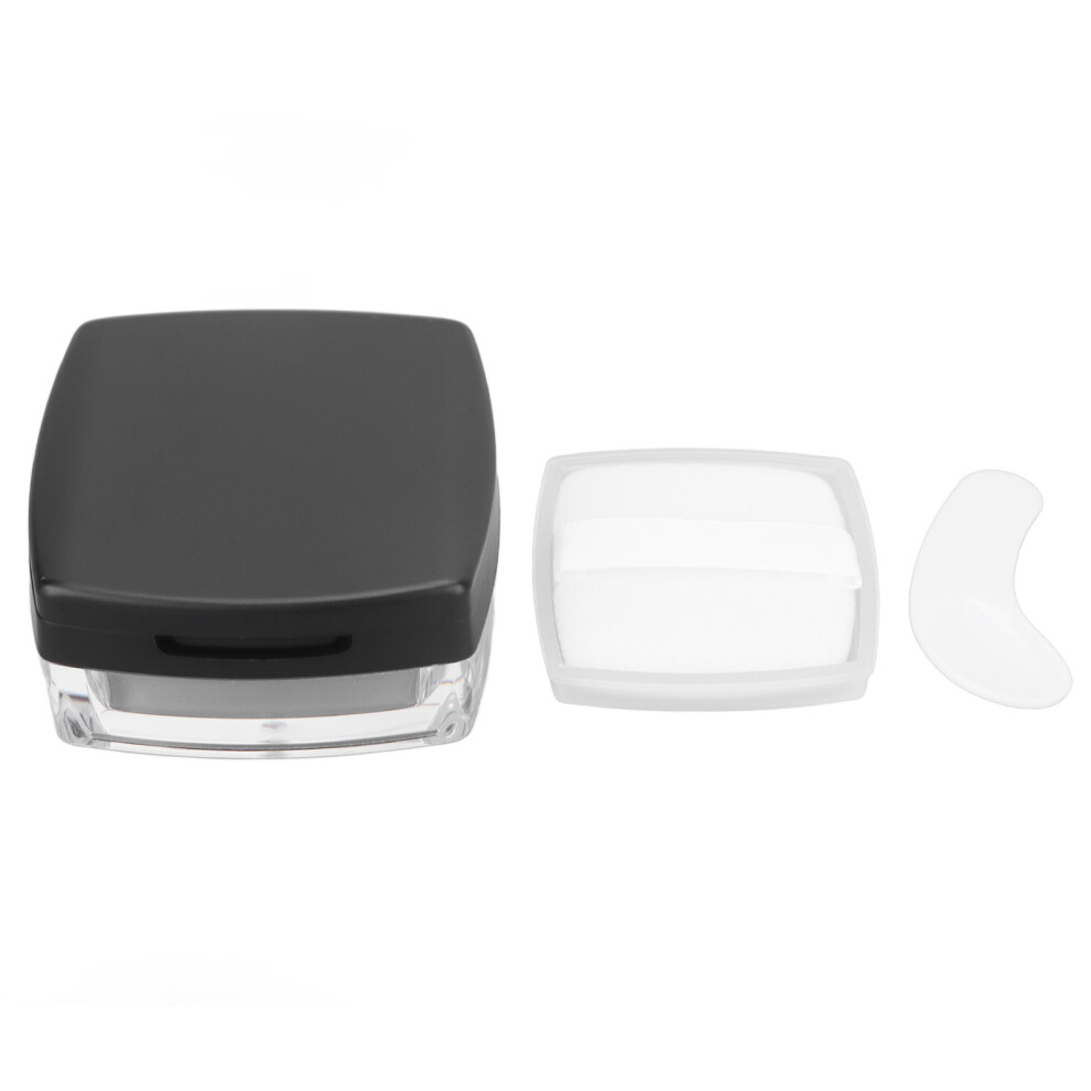 Black Refillable Powder Case With Puff Mirror Spoon
