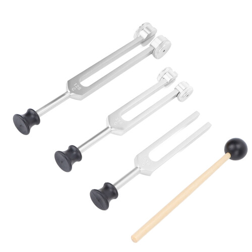 (Silver) Aluminium-Stimmgabel-Set 128/256/512Hz tragbar 2