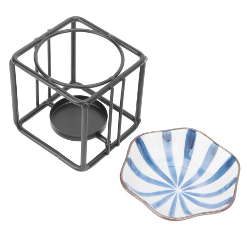 (Stripe) Ceramic Tealight Holder Square Maple Leaf 2
