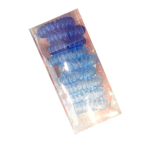 (Gradient Blue) Elastische Spiralfedern Haargummis schwarz für Mädchen 2