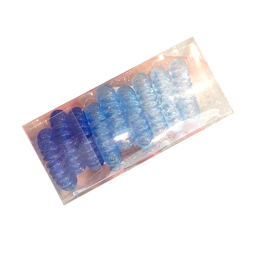 (Gradient Blue) Elastische Spiralfedern Haargummis schwarz für Mädchen 1