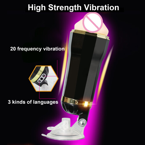 Men Masturbator Cup 20 Frequency Vibration 3 Languages Handsfree