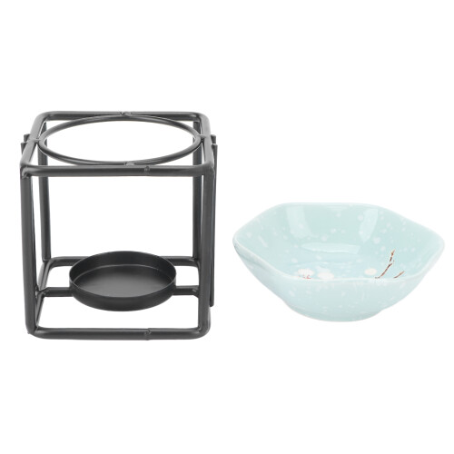 (Blue) Aromalampe Keramik mit Teelicht blau