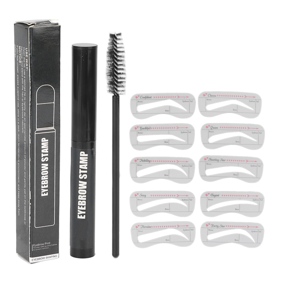 Black (Black) Eyebrow Powder Stick Stencil Waterproof Brow Definer Brush Set