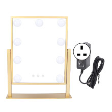 (UK Plug) Schminkspiegel mit 9 LEDs, 3 Farben, Touch, 360 drehbar, UK-Stecker