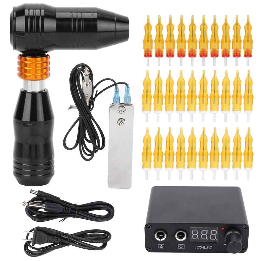 (US Plug) Rotary Tattoo Machine Kit Motor Gun Power Supply Foot Pedal Needles