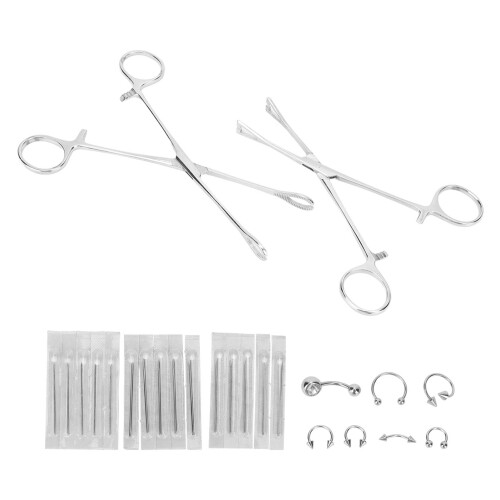 Professionelles Piercing-Kit aus Edelstahl mit Zange