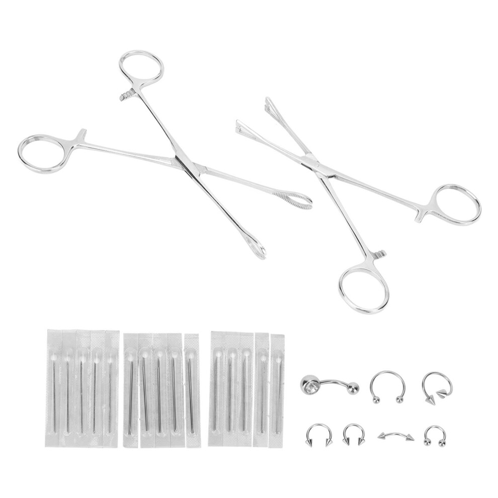 Professional Body Piercing Kit Stainless Steel Forceps Clamp Pliers