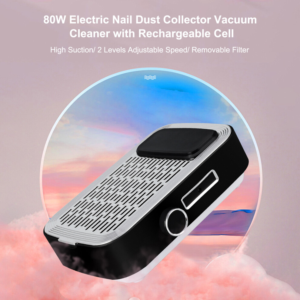 80W Electric Nail Dust Collector 2-Speed Mesh Strainer 2000Mah Battery 448787038104