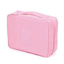 (Pink) Pink Oxford Makeup Storage Bag with Zipper