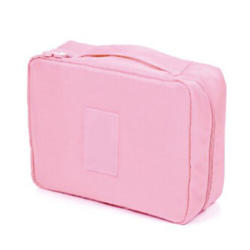 (Pink) Pink Oxford Makeup Storage Bag with Zipper