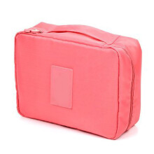 (Rubber Red) Pink Oxford Makeup Storage Bag with Zipper